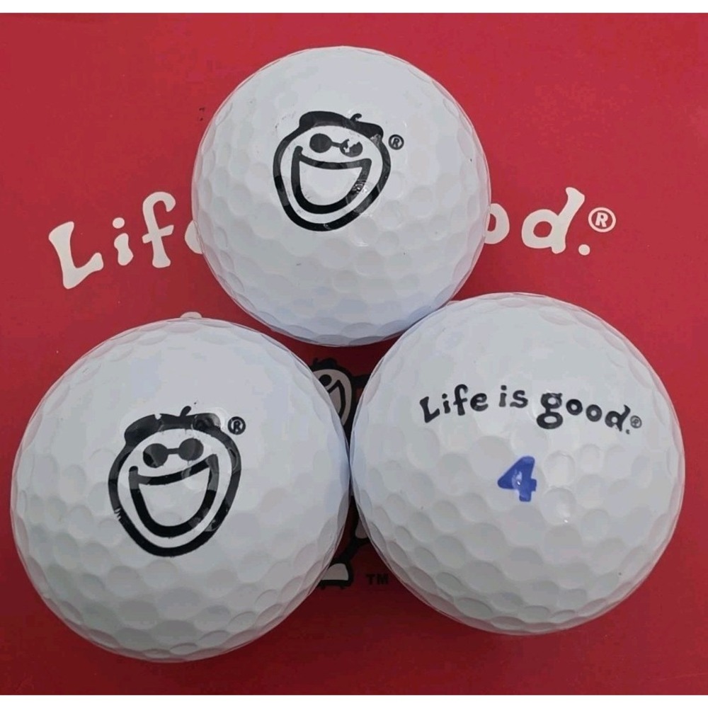 Life is Good Smiling Face  Logo Golf Balls, Set Of 3 NEW Number 4